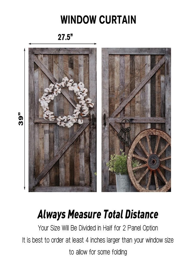 Coxila Farmhouse Kitchen Window Curtains 27.5 x 39 Inch Small Short Mini Cafe Rod Pocket Rustic Wooden Barn Door Western for Living Bedroom Room Home Treatment Set of 2 Curtain Panels Drapes Tiers - Image 4